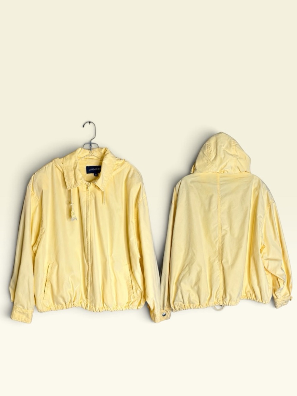 London Fog Women’s L Petite Yellow Hooded Windbreaker Rain Jacket